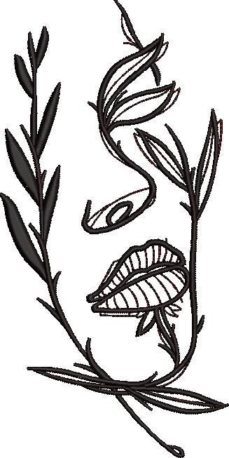 Girl Face By Leaves Embroidery Design Girl Face By Leaves Embroidery Design