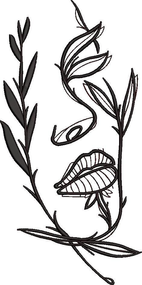 Girl Face By Leaves Embroidery Design Girl Face By Leaves Embroidery Design