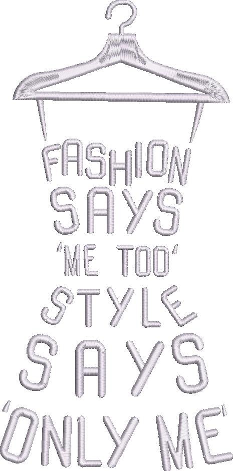 Fashion Says Dress Word Art Embroidery Design