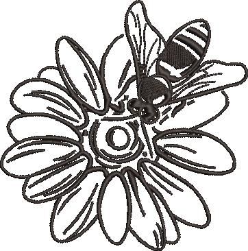 Calendula Flower With Bee Embroidery Design Calendula Flower With Bee Embroidery Design