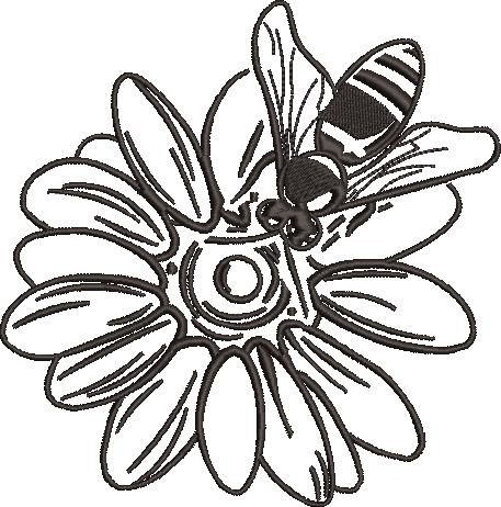 Calendula Flower With Bee Embroidery Design Calendula Flower With Bee Embroidery Design