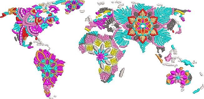Floral World Map Floral World Map