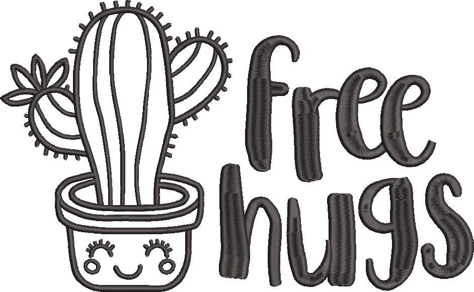 Free Hugs Cactus Plant Embroidery Design Free Hugs Cactus Plant Embroidery Design
