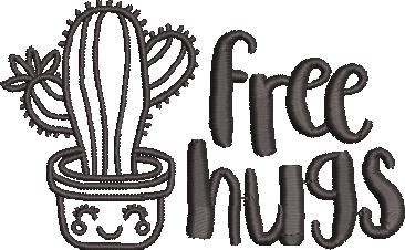 Free Hugs Cactus Plant Embroidery Design Free Hugs Cactus Plant Embroidery Design