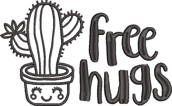 Free Hugs Cactus Plant Embroidery Design Free Hugs Cactus Plant Embroidery Design