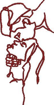 Boy Kissing On Girl's Forehead Embroidery Design