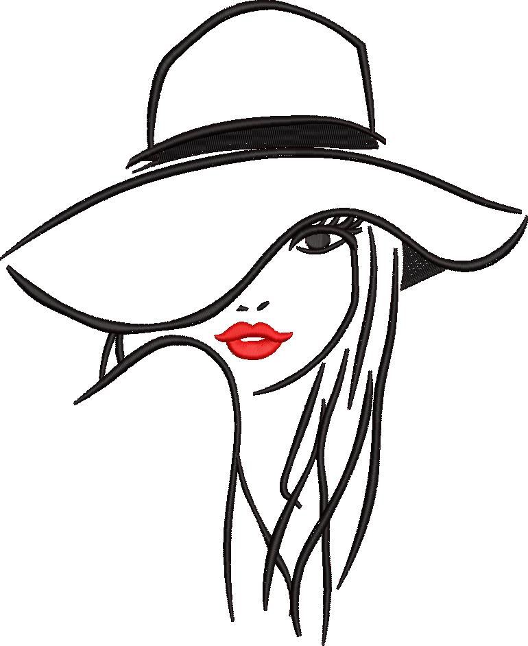 Red Lips Hat Girl Embroidery Design Red Lips Hat Girl Embroidery Design