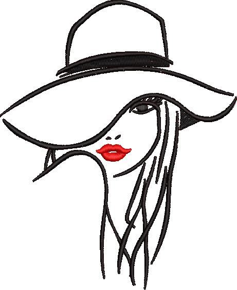 Red Lips Hat Girl Embroidery Design Red Lips Hat Girl Embroidery Design