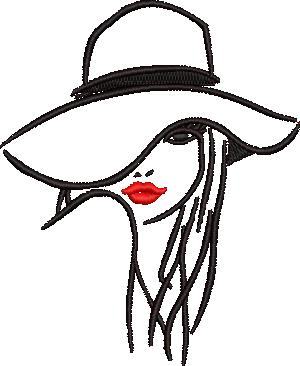 Red Lips Hat Girl Embroidery Design Red Lips Hat Girl Embroidery Design