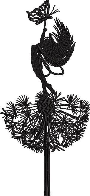 Girl On Dandelion Flower Silhouette Embroidery Design