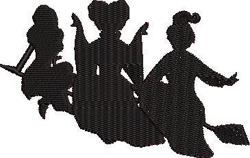 Witches On Broom Silhouette Embroidery Pattern Witches On Broom Silhouette Embroidery Pattern