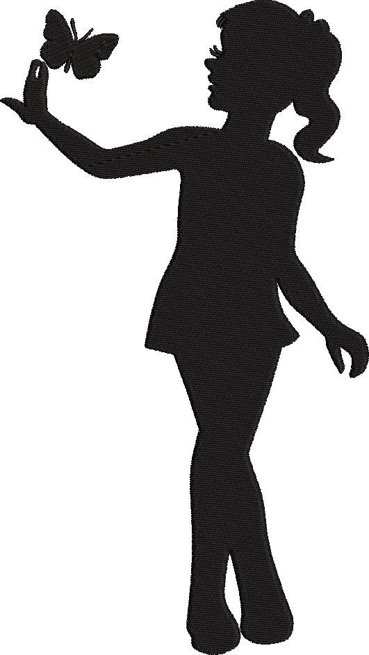 Girl With Butterfly Embroidery Design