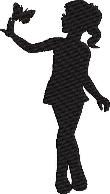 Girl With Butterfly Embroidery Design