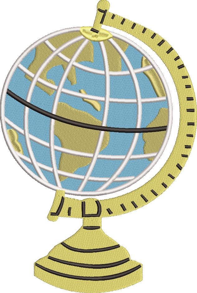 World Globe Embroidery Design