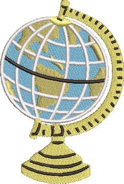 World Globe Embroidery Design