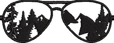 Sunglasses With Mountains And Trees Embroidery Design