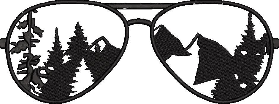Sunglasses With Mountains And Trees Embroidery Design