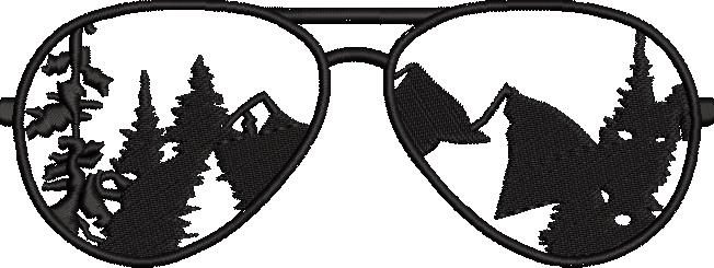 Sunglasses With Mountains And Trees Embroidery Design