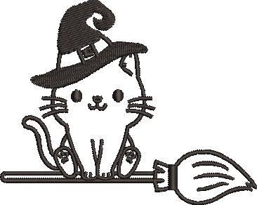 Halloween Cat With Broom Halloween Cat With Broom