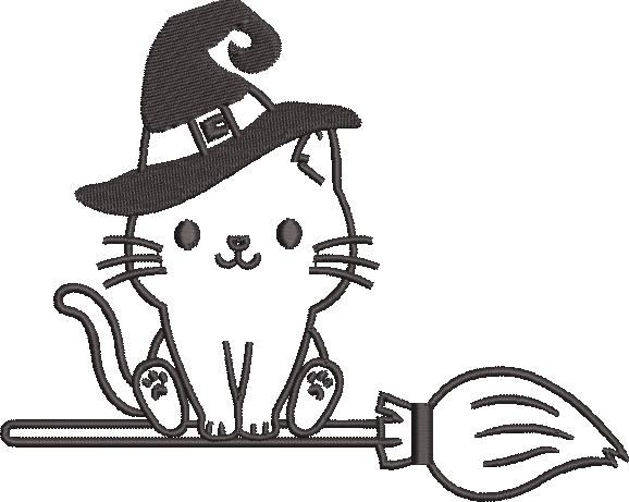 Halloween Cat With Broom Halloween Cat With Broom