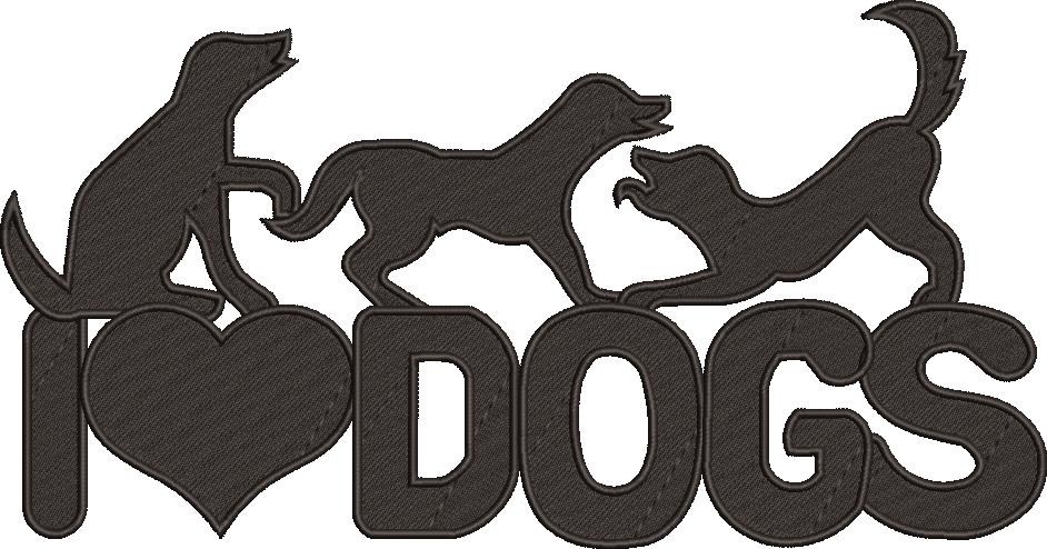 I Love Dogs Embroidery Design