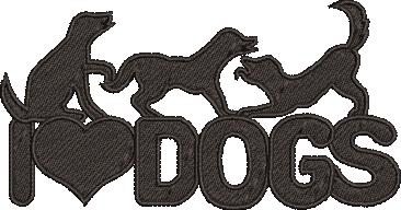 I Love Dogs Embroidery Design