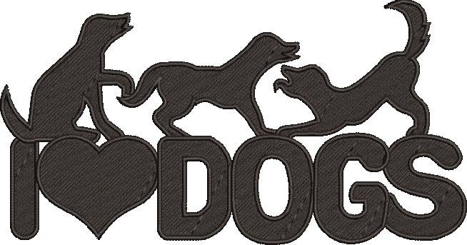 I Love Dogs Embroidery Design