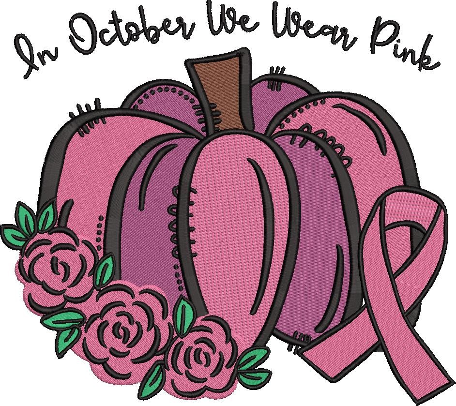 In October We Wear Pink Quote Embroidery Design