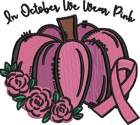 In October We Wear Pink Quote Embroidery Design