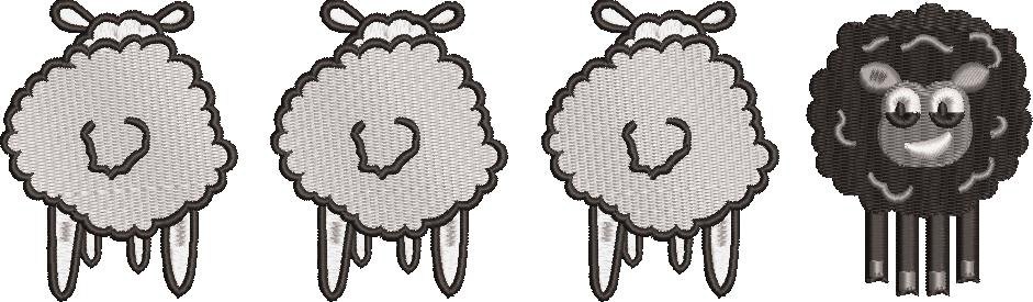 Cute White And Black Sheep Embroidery Design Cute White And Black Sheep Embroidery Design