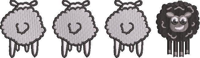 Cute White And Black Sheep Embroidery Design Cute White And Black Sheep Embroidery Design