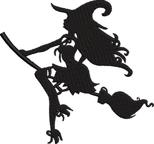 Witch On Broom Embroidery Design Witch On Broom Embroidery Design