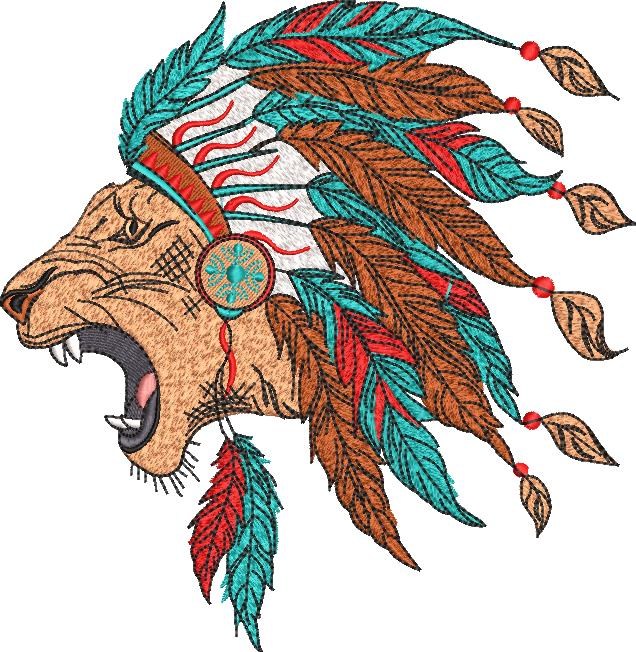 Roaring Lion with Tribal Headdress Roaring Lion with Tribal Headdress