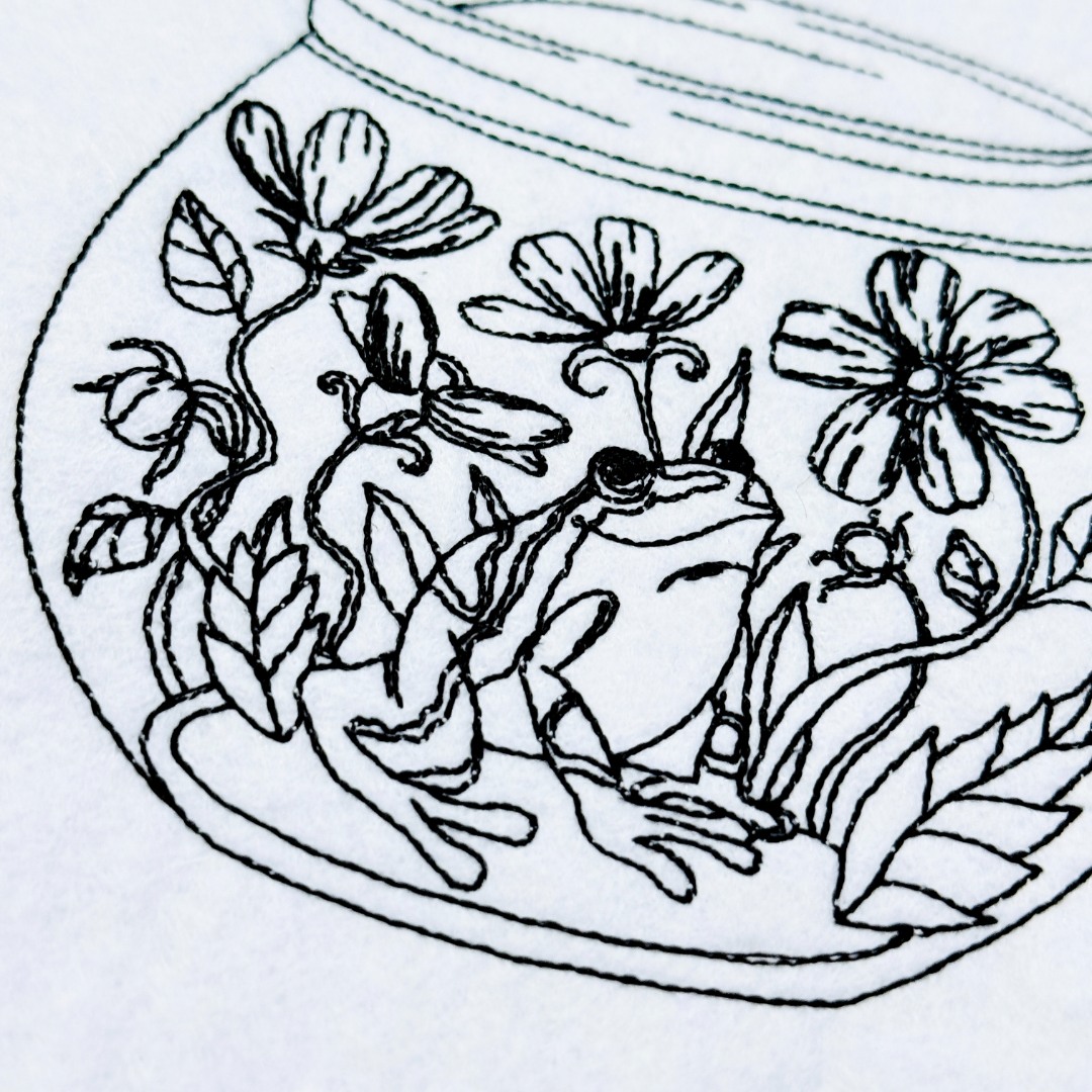 Frog In a Jar Line Art