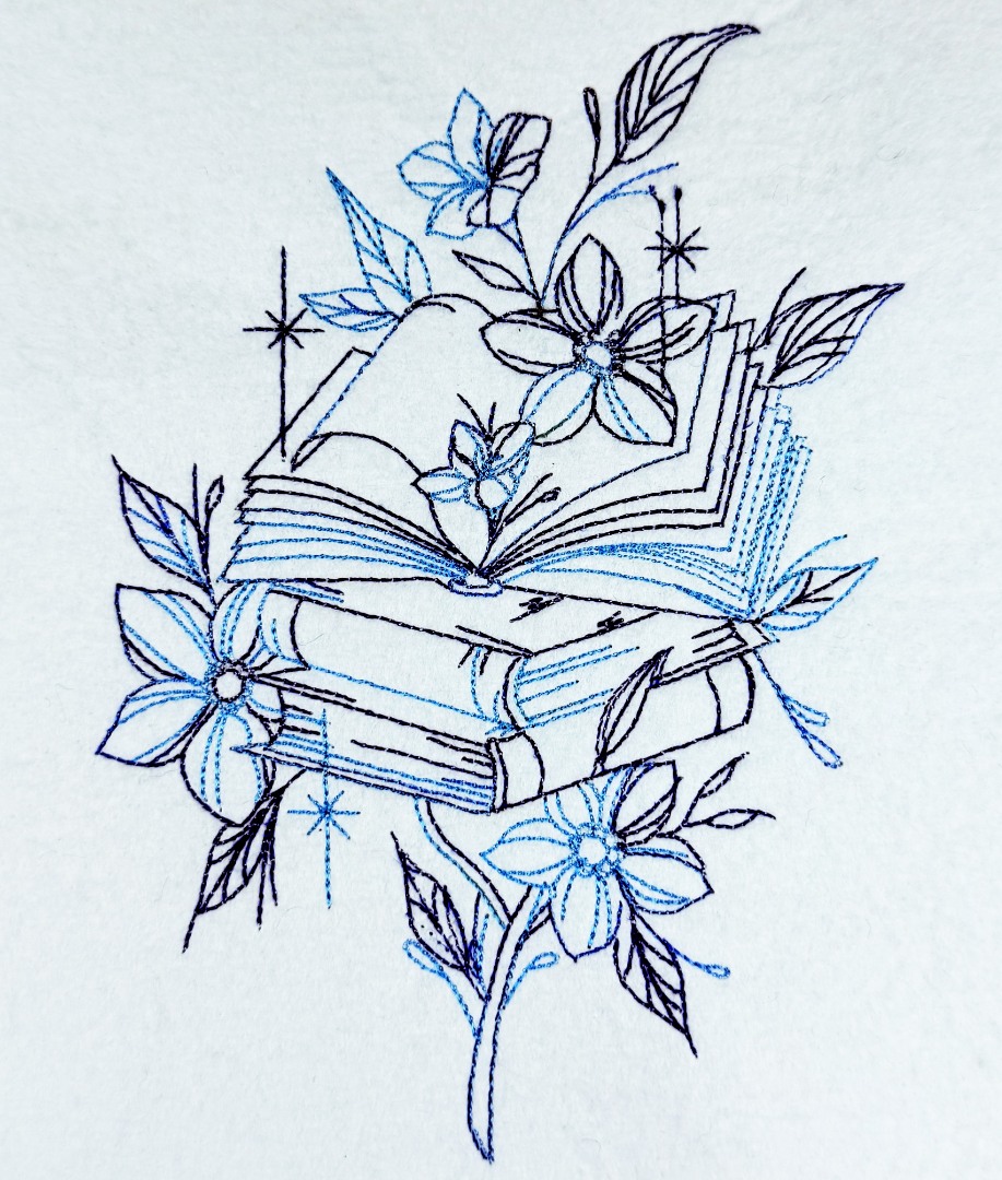 Floral Book Stack Line Art Floral Book Stack Line Art