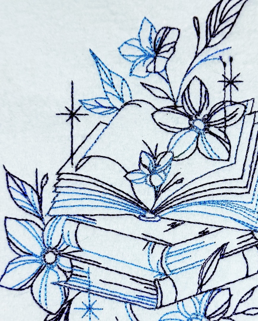 Floral Book Stack Line Art Floral Book Stack Line Art