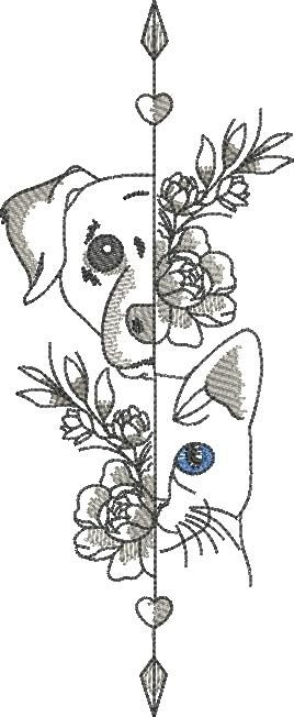 Floral Cat And Dog Face Floral Cat And Dog Face