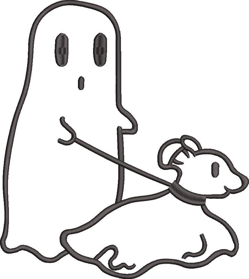 Ghost With Dog Embroidery Design Ghost With Dog Embroidery Design