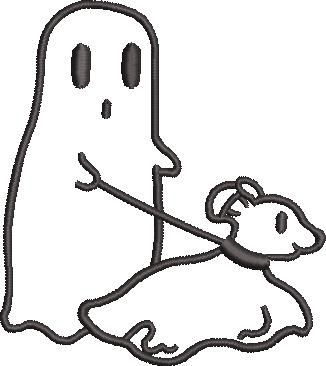 Ghost With Dog Embroidery Design Ghost With Dog Embroidery Design