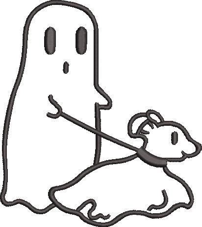 Ghost With Dog Embroidery Design Ghost With Dog Embroidery Design