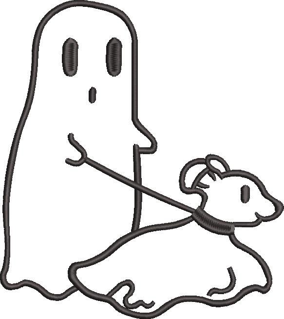 Ghost With Dog Embroidery Design Ghost With Dog Embroidery Design