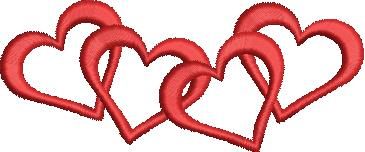 Four Hearts Embroidery Design