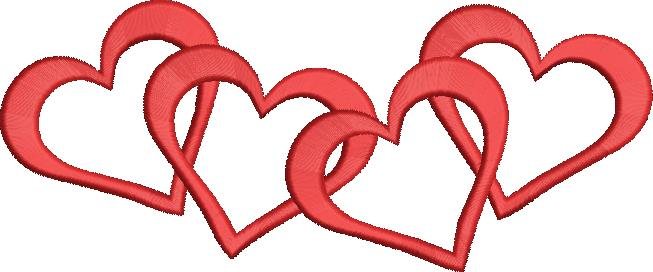 Four Hearts Embroidery Design