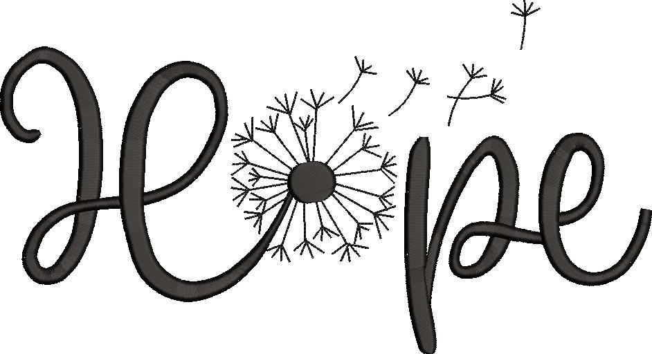 Hope Dandelion Word Art Embroidery Design Hope Dandelion Word Art Embroidery Design