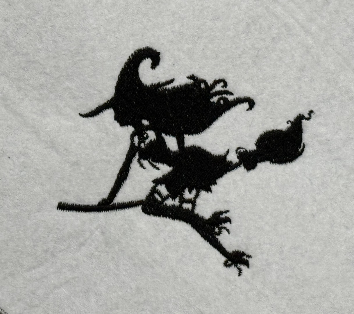 Witch On Broom Embroidery Design