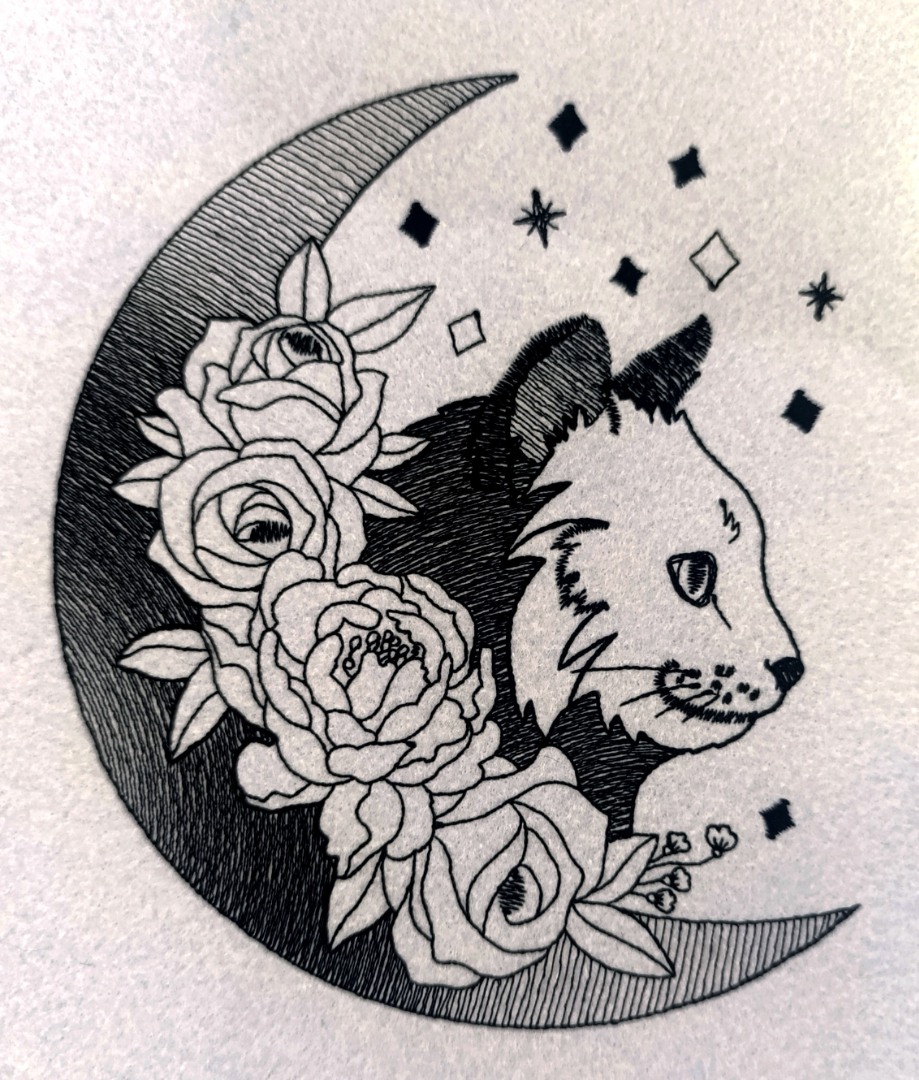 Floral Cat with moon Floral Cat with moon