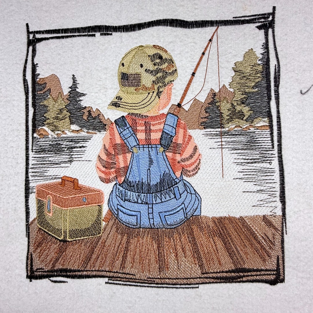 Fishing Scene With A Boy Fishing Scene With A Boy