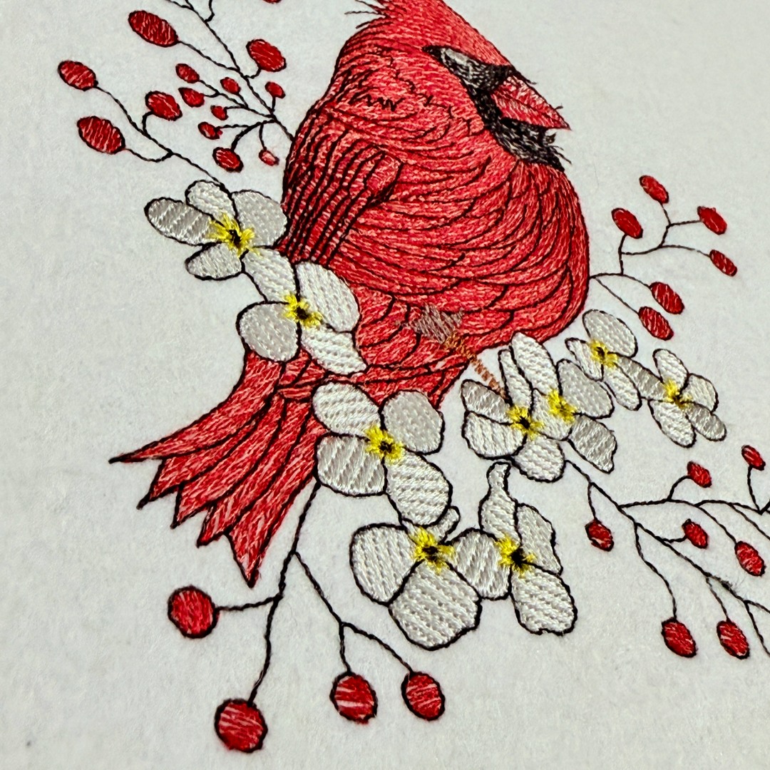 Floral Red Cardinal Bird Floral Red Cardinal Bird