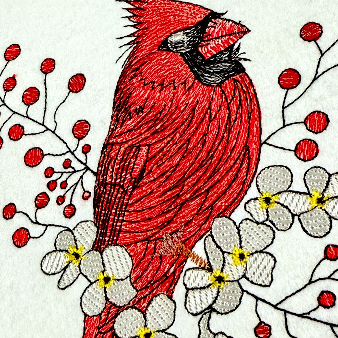Floral Red Cardinal Bird Floral Red Cardinal Bird