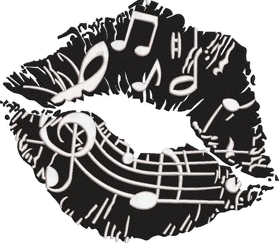 Music Symbols Lips Embroidery Design Music Symbols Lips Embroidery Design